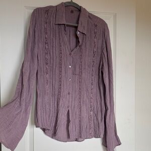 bohemian free people lilac lace bell sleeve blouse